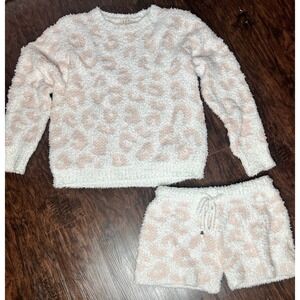 POL Cozy Leopard Lounge Set Soft Fuzzy Boutique Loungewear